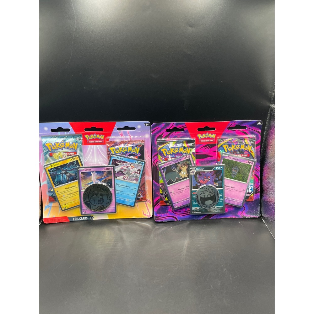 Pokemon TCG 3-Pack Blister Lot Gengar Mimikyu Latios Palkia Foil Promo Cards - Picture 1 of 6